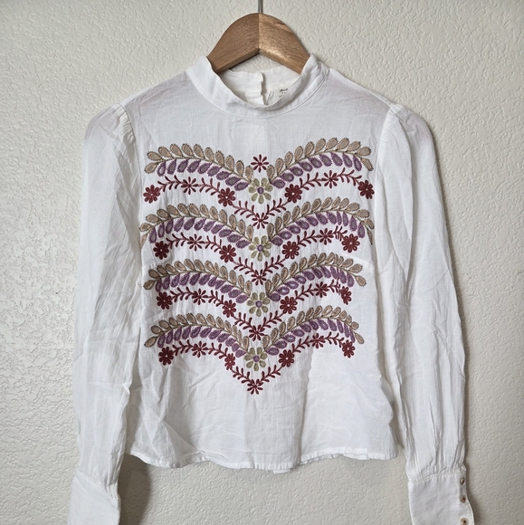 Anthropologie Embroidered White Blouse - Picture 1 of 3